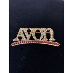 Avon Signature Vintage Gold Tone Brooch Pin Rhinestones